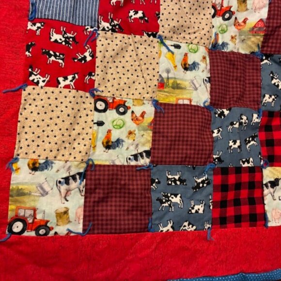 Baby Child Farm Barn Animals 35" x 42" Handmade Quilt Blanket Throw Gift Shower - Picture 2 of 6